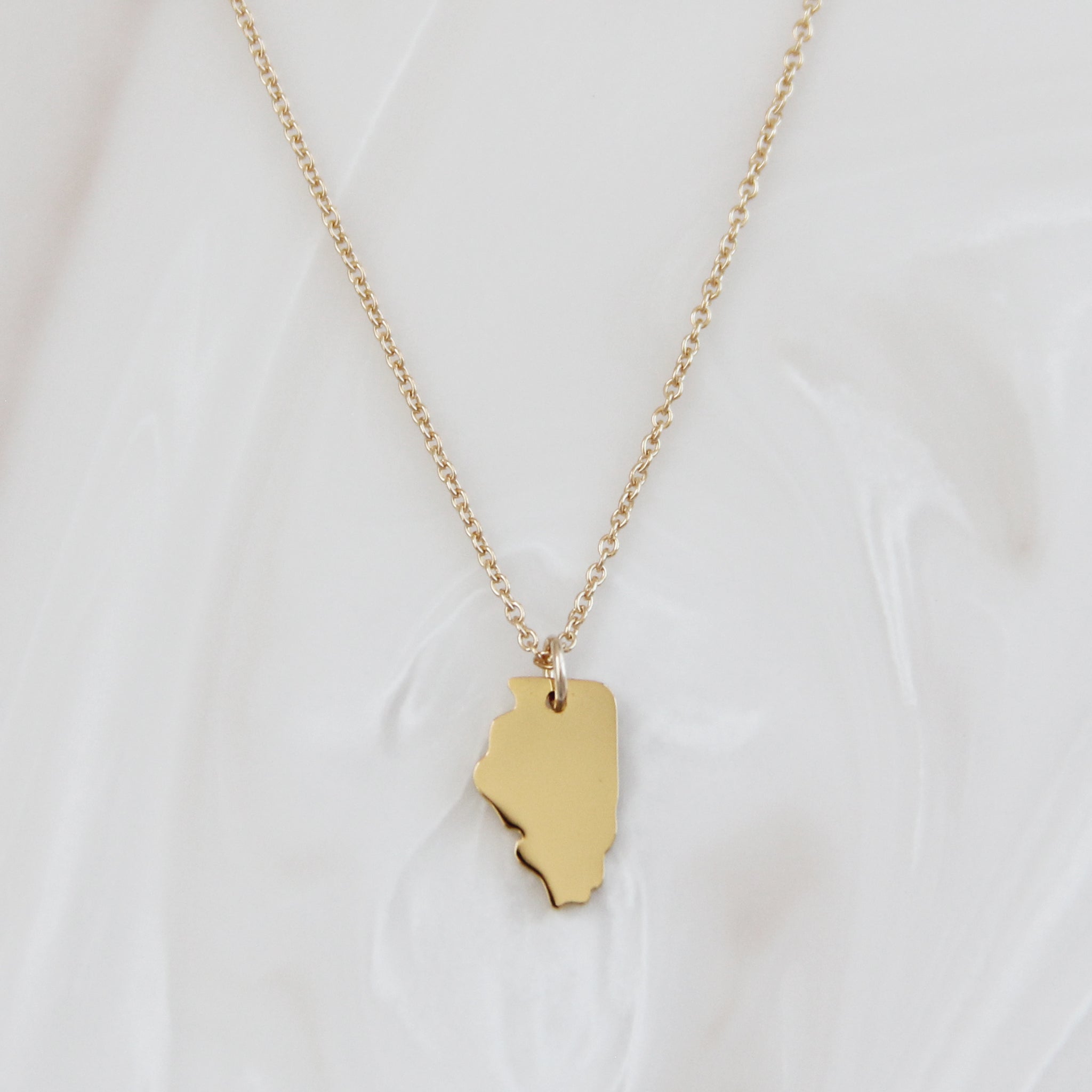 Illinois state Necklace in offers Gold, IL state gold necklace, chicago necklace